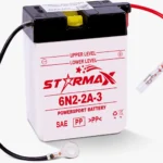 Starmax 6N2-2A-3 Coventional Flooded, Motorcycle Battery - 6 Volt