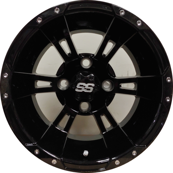 12" Aluminum Golf Cart Wheel - Excalibur Series 57 - Gloss Black