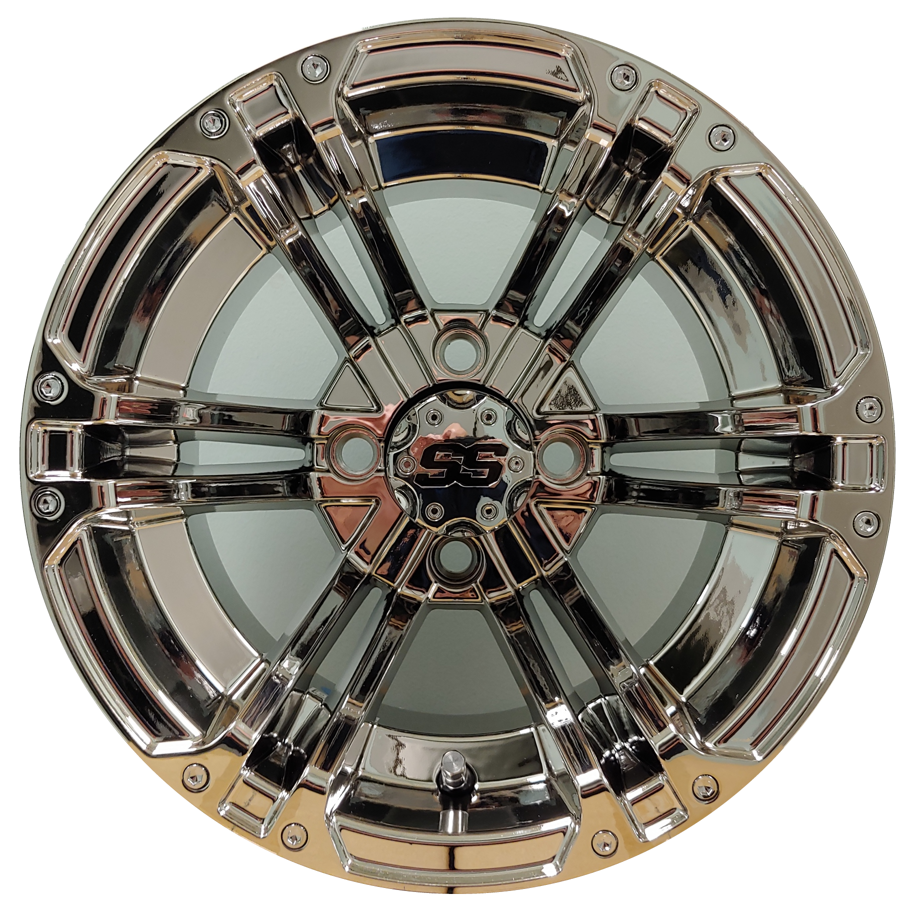 12" Aluminum Golf Cart Wheel - Excalibur Series 66 - Chrome