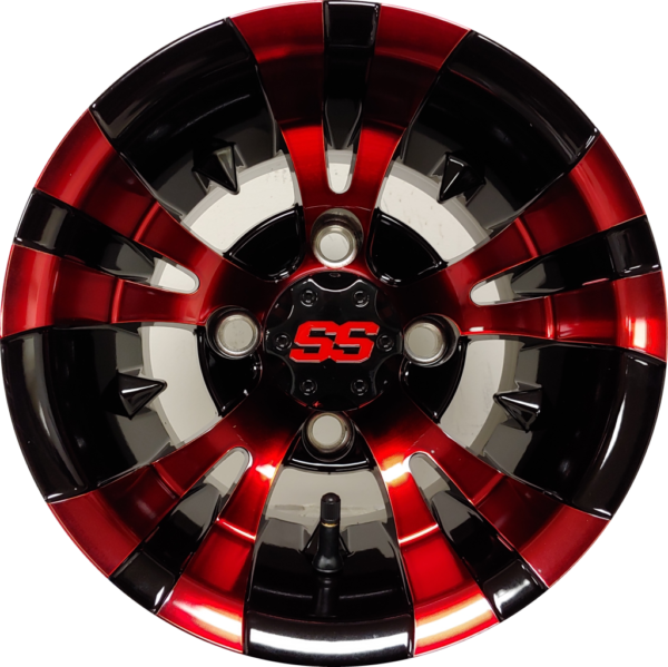 10" Aluminum Golf Cart Wheel - Excalibur Series 74 - Black/Red