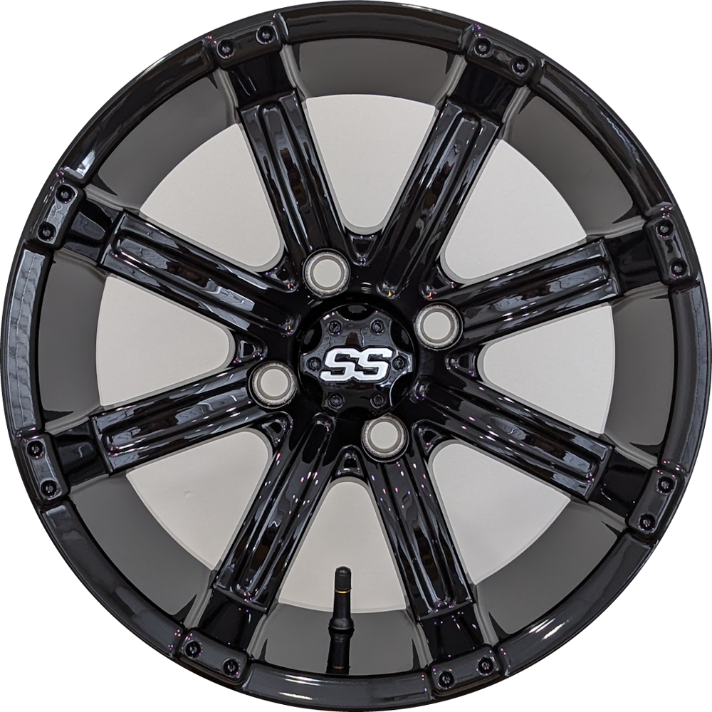 14" Aluminum Golf Cart Wheel - Excalibur Series 75 - Gloss Black
