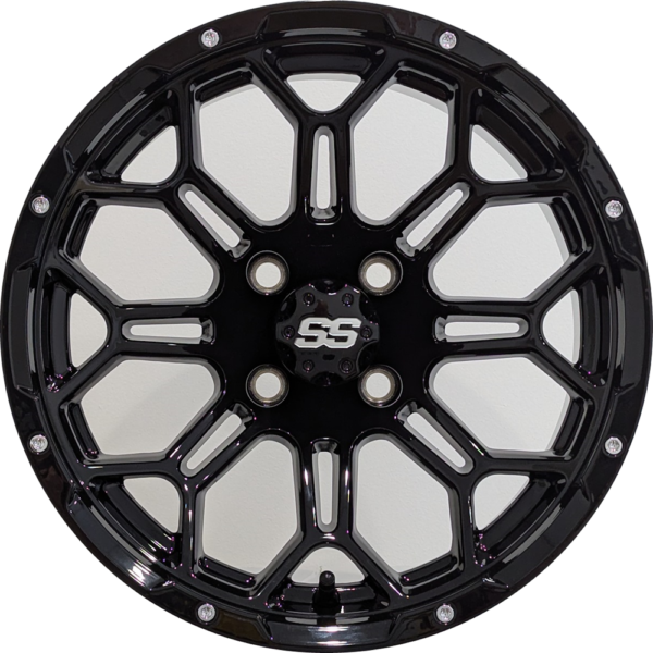 14" Aluminum Golf Cart Wheel - Excalibur Series 87 - Gloss Black