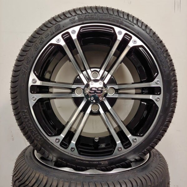 12in. Low Pro 215/35-12 on Excalibur Series 66 Black/Machined Face Wheel - Set of 4