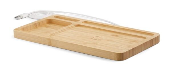 Bluehive 2-in-1 Bamboo Wireless Charging Pad with Desktop Tray
