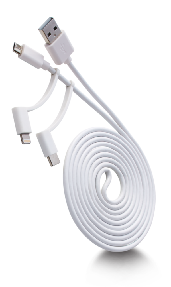 Bluehive 3-in-1 Charger and Sync Cable for Micro USB/Lightning/USB C adapters, 6-ft
