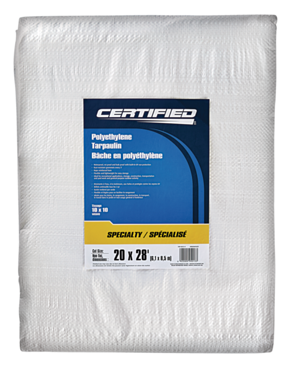 Certified Specialty White Poly Tarp, Waterproof, 20-ft x 28-ft