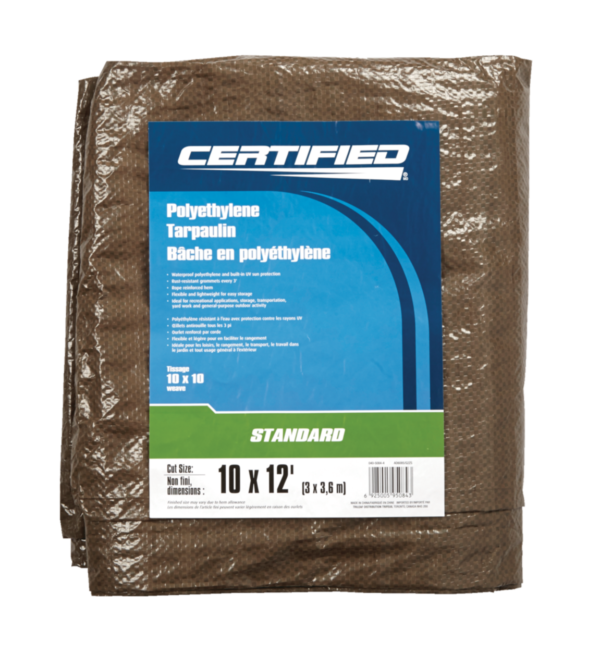 Certified Standard Duty Brown Poly Tarp, 10-ft x 12-ft