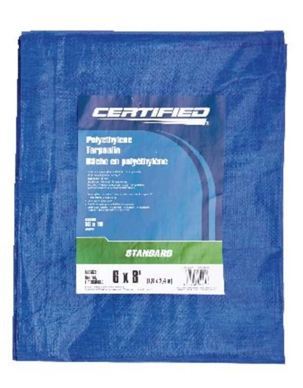 Certified Standard Duty Poly Tarp, Waterproof, 6-ft x 8-ft