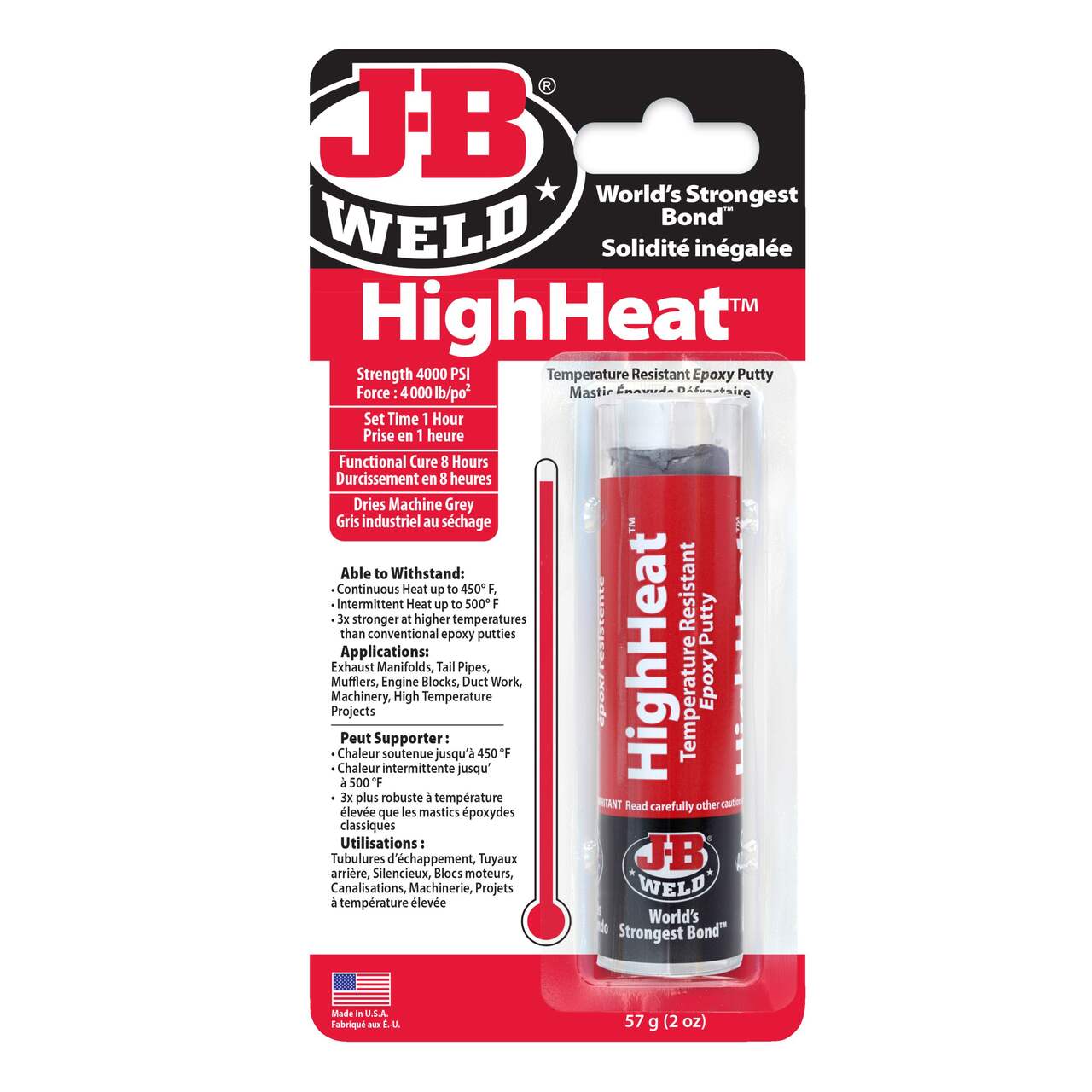 J-B Weld High Heat Hand Mixable Epoxy Putty Stick, 57-g