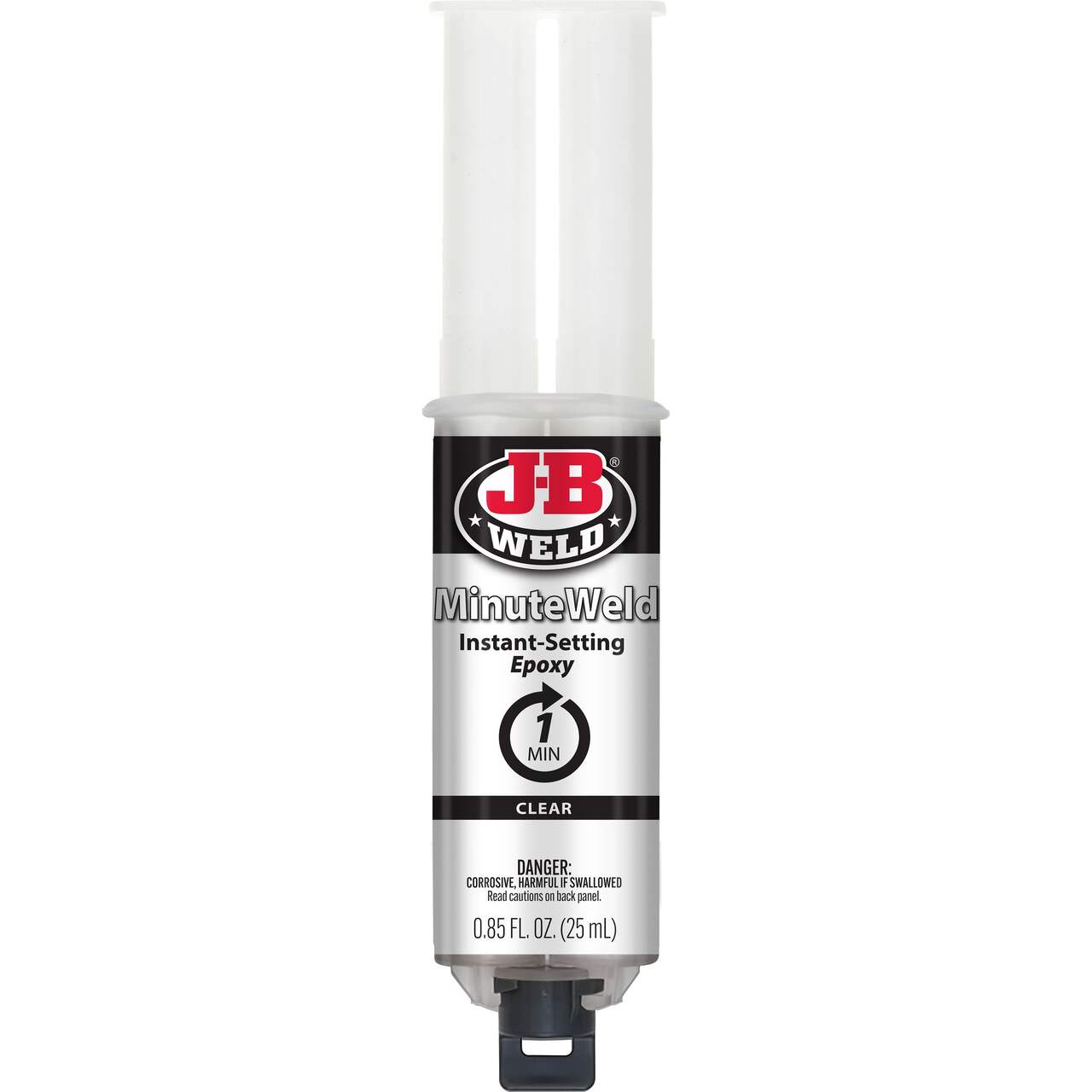 J-B Weld Minute Weld Instant Epoxy Syringe, 50101, Clear, 25-mL