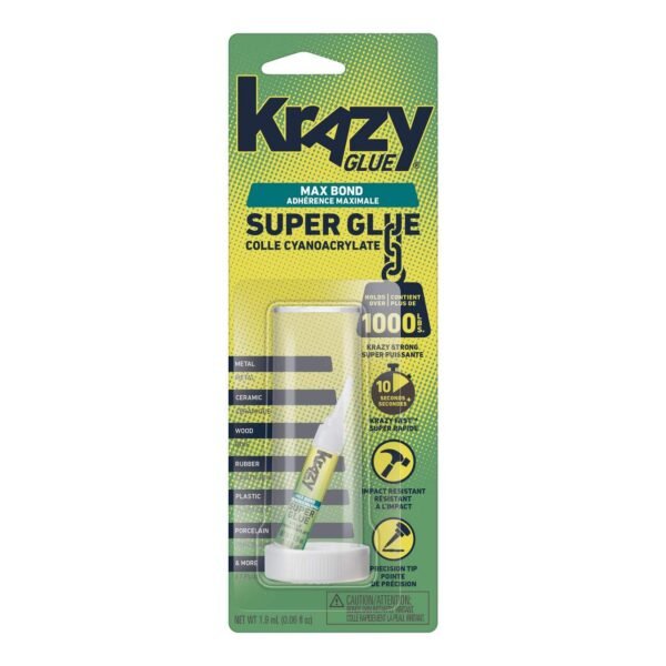 Elmer's Instant Krazy Glue Adhesive, Bonds Plastic/Metal/Wood/Rubber/Ceramic/Glass, 2-mL