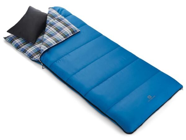 Outbound Comfort 6°C Insulated Cotton Lined Mild Weather Sleeping Bag w/ Compression Sack, Blue