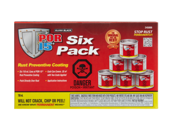 POR-15 Rust Preventive, Black, 4-oz, 6-pk