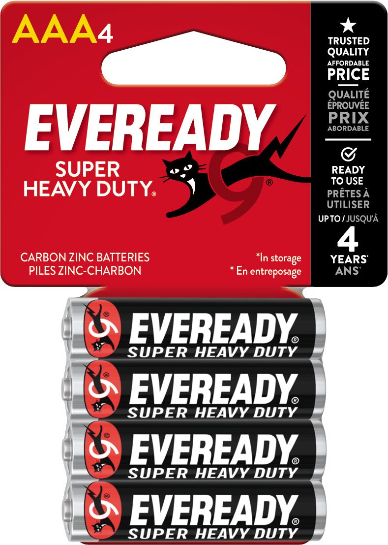 Eveready 1212SW-4 – Super Heavy Duty AAA Battery, 4-Pack