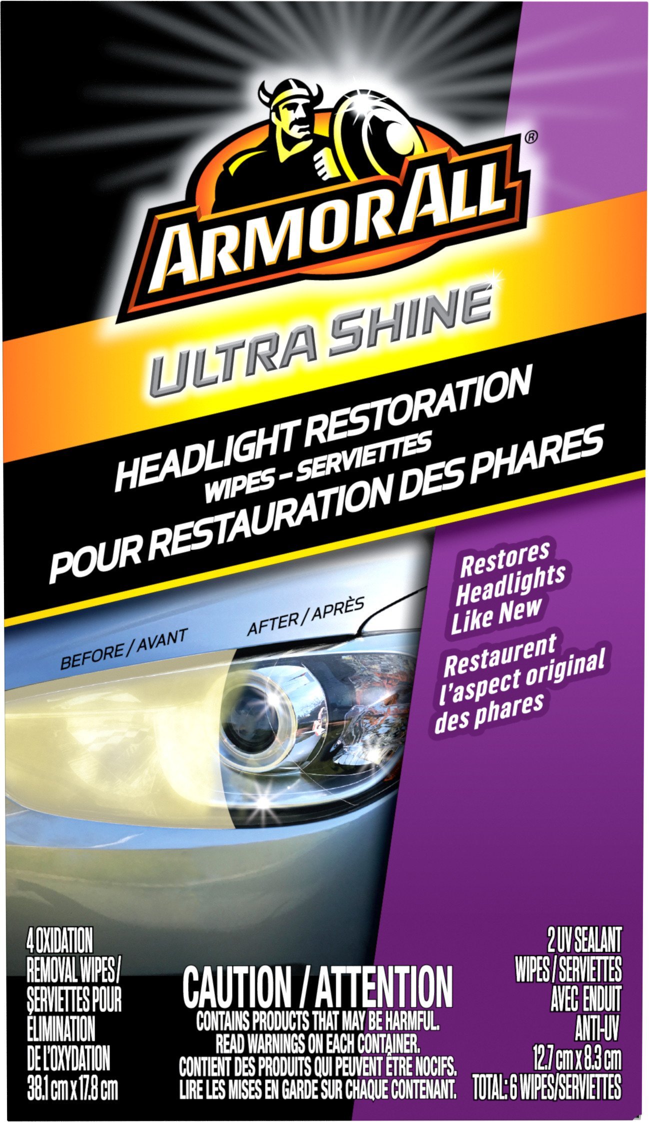 Armor All Ultra Shine Headlight Restoration Wipes (6 count)