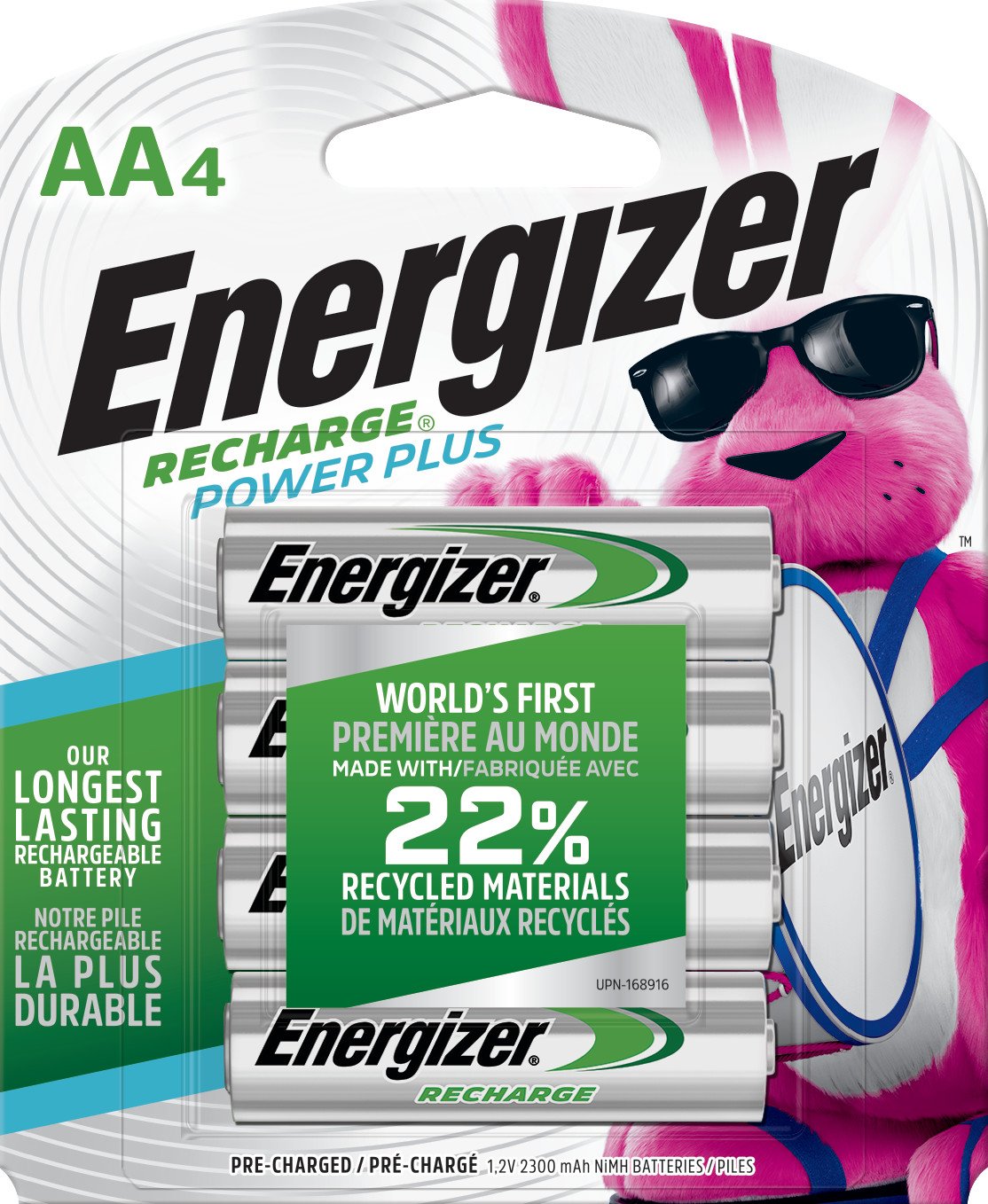 Energizer NH15BP-4 – Recharge Universal AA Rechargeable Batteries, 4-Pack